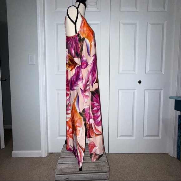 NWT Karen Kane tropical Dress Soft Silky Cupro Breathable M Summer Cruise wear - Picture 3 of 15